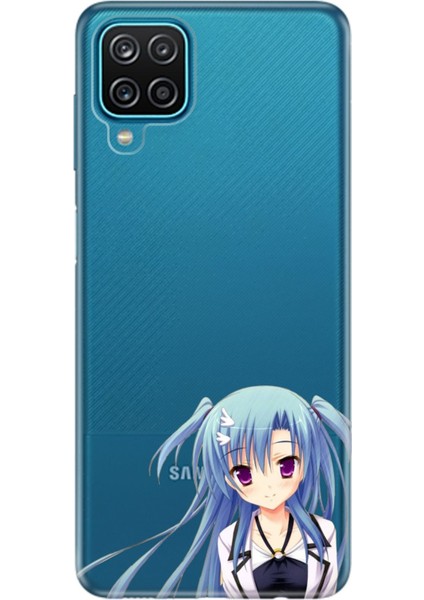 Samsung Galaxy A12 Pure Modern Desenli Silikon Kılıf Mavi Anime Kız