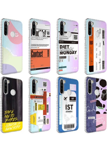 Xiaomi Redmi Note 8 Kılıf Airbag Kenarlı Renkli Desenli Silikon Elegans Kapak