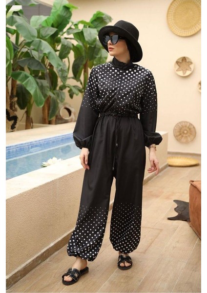 Puantiye Desen Tasarım Tesettür Paraşüt Kumaş Tulum Mayo fiyatları