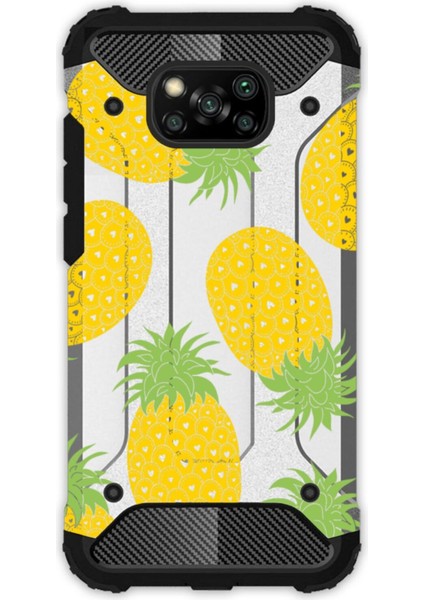 Xiaomi Poco X3 Kılıf Uyumlu Desenli Antishock Crash Kapak - Ananas