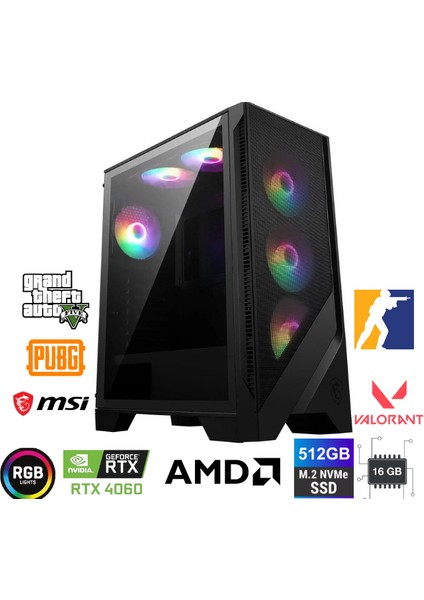 Dfs Gaming Iso Ryzen 5 5700X-RTX4060-B550-512GB M.2-16GBDDR4-OYUNCU Bilgisayarı