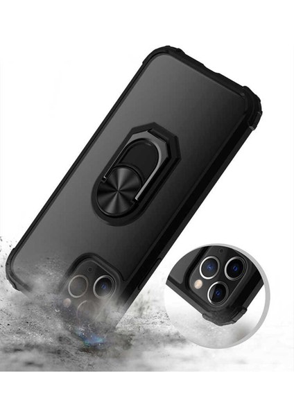 Apple iPhone 12 Pro Kılıf Anti-Shock Darbe Önleyici Renkli Kenarlar, Metal Yüzüklü Kılıf fırsatları