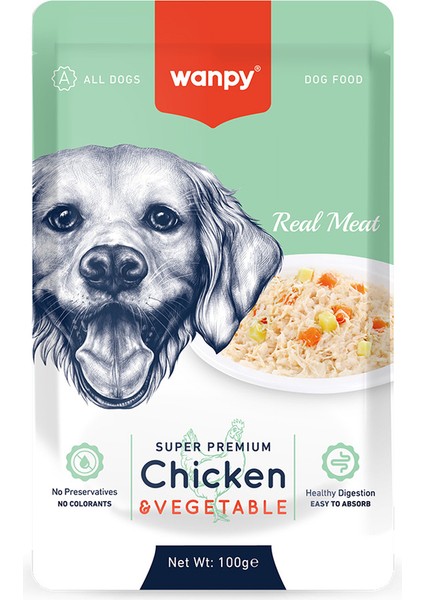 Pouch Tavuk Sebze Yaş Köpek Maması 100 gr
