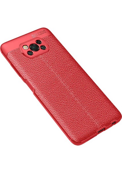 Xiaomi Poco X3 Uyumlu Deri Görünümlü Kılıf