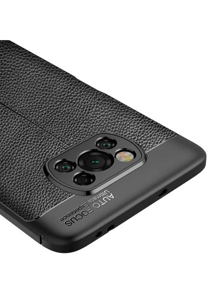Xiaomi Poco X3 Uyumlu Deri Görünümlü Kılıf
