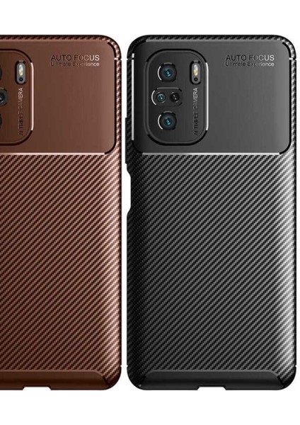 Xiaomi Poco F3 Kılıf Karbon Fiber Görünümlü Ultra Ince Carbon Case