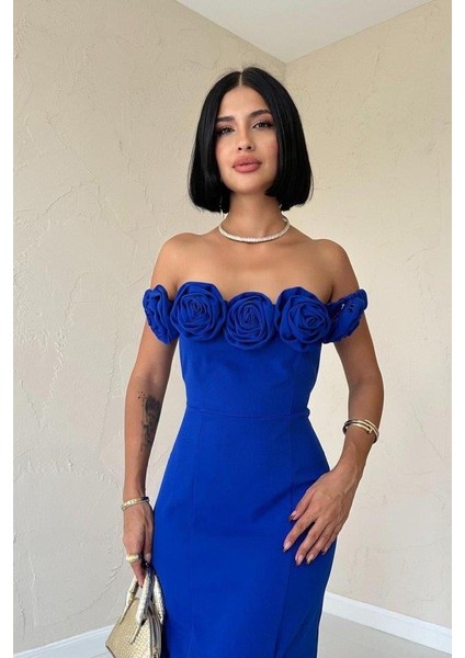 Saks Madonna Yaka Güllü Elbise