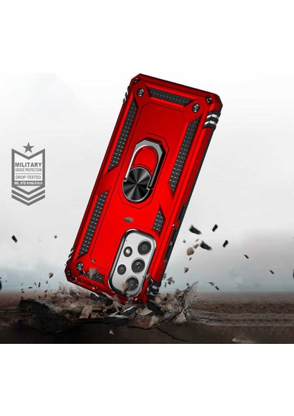 Samsung Galaxy A53 5g Kılıf Çift Katmanlı Polikarbon Koruma ve Manyetik Tutucu Stand Yüzük