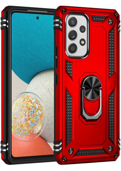 Samsung Galaxy A53 5g Kılıf Çift Katmanlı Polikarbon Koruma ve Manyetik Tutucu Stand Yüzük