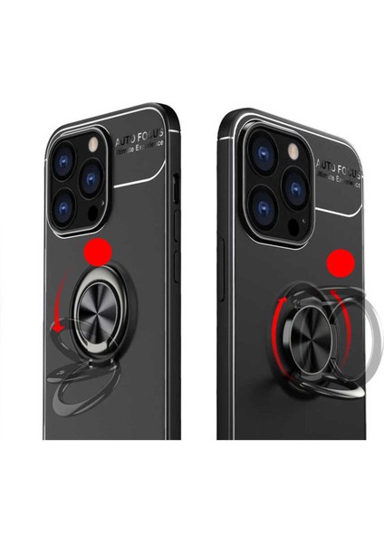 Apple iPhone 14 Pro Kılıf Yüzüklü ve Manyetik Araç Tutuculu Tpu Silikon