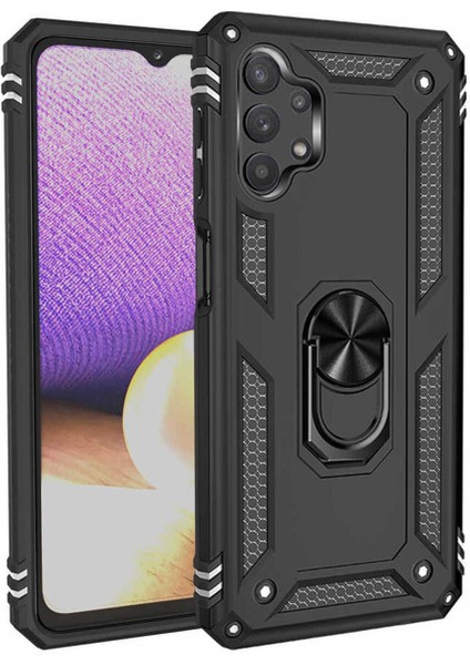 Samsung Galaxy A13 4g Kılıf Çift Katmanlı Polikarbon Koruma ve Manyetik Tutucu Stand Yüzük