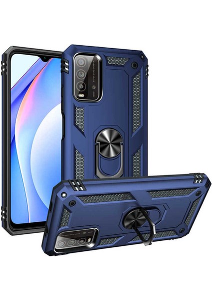 Xiaomi Redmi 9t Kılıf Çift Katmanlı Polikarbon Koruma ve Manyetik Tutucu Stand Yüzük