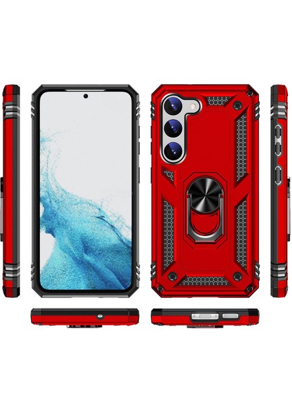 Samsung Galaxy S23 Plus Kılıf Çift Katmanlı Polikarbon Koruma ve Manyetik Tutucu Stand Yüzük indirimleri