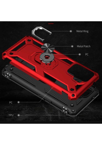Oppo Reno 5 Lite Kılıf Çift Katmanlı Polikarbon Koruma ve Manyetik Tutucu Stand Yüzük fırsatları