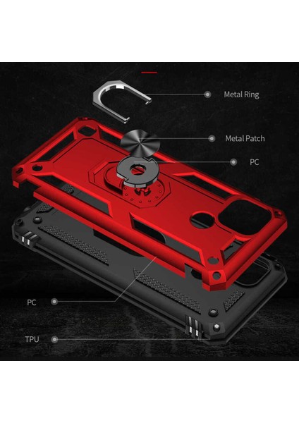 Realme C21 Kılıf Çift Katmanlı Polikarbon Koruma ve Manyetik Tutucu Stand Yüzük fırsatları