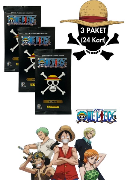 Panini One Piece Lisanslı Orijinal Trading Kartları Cards Koleksiyonluk 8li x 3 Paket