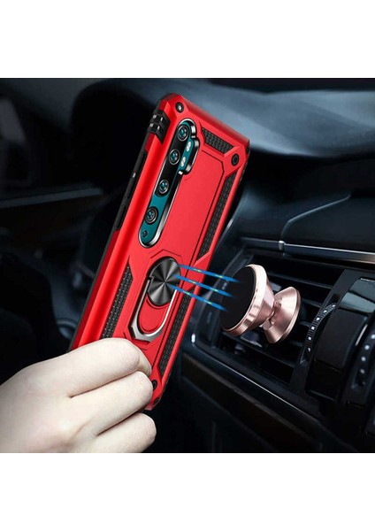 Xiaomi Mi Note 10 Kılıf Çift Katmanlı Polikarbon Koruma ve Manyetik Tutucu Stand Yüzük fiyatları