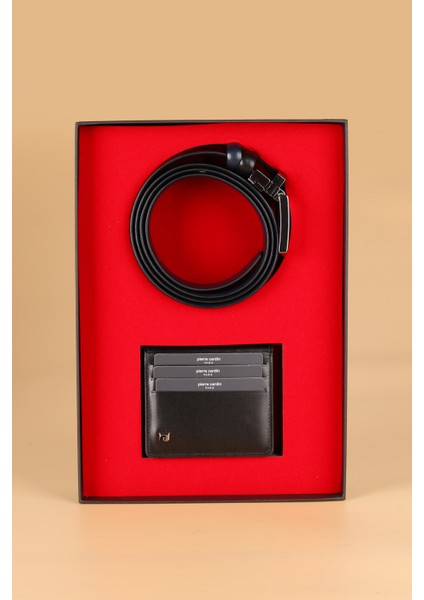 -Set 5- % 100 Hakiki Deri Özel Hediye Kutulu Damat Çift Taraflı Kemer Cüzdan Çeyiz Seti