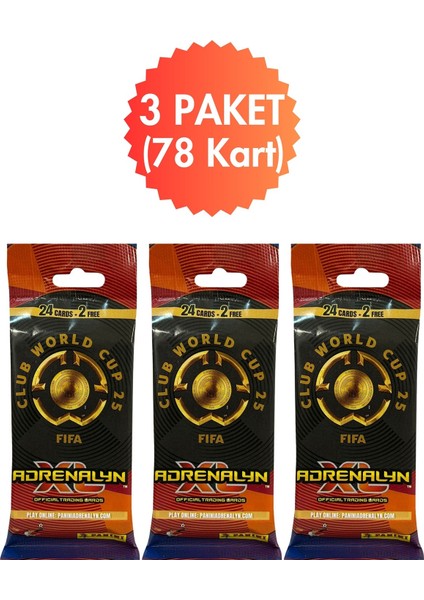 Panini Club World Cup 25 Lisanslı Orijinal Fat Pack Trading Kartları Cards Koleksiyonluk 26LI x 3 Paket