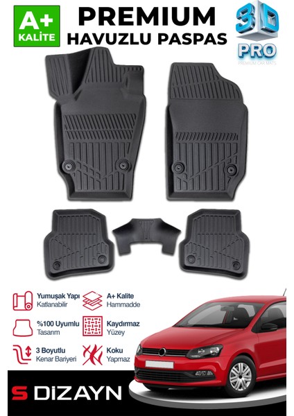 Vw Polo 4 3D Pro Havuzlu Paspas 2002-2009 A+ Kalite
