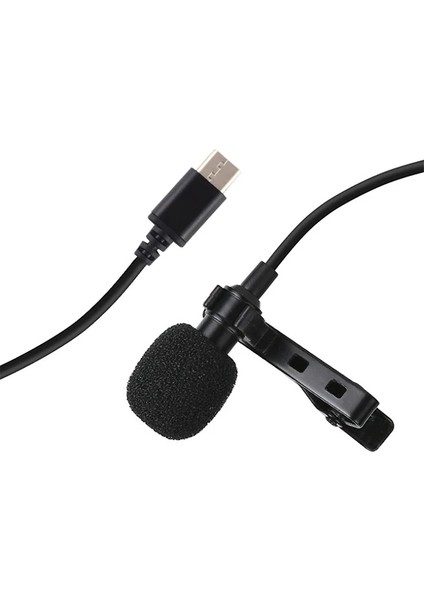 Puluz Type-C Profesyonel Telefon Youtuber Yaka Mikrofonu 1.5M-(5775) - NTR4307-9009