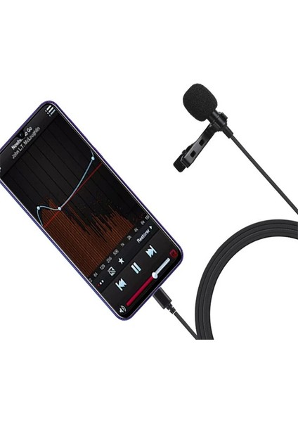 Puluz Type-C Profesyonel Telefon Youtuber Yaka Mikrofonu 1.5M-(5775) - NTR4307-9009
