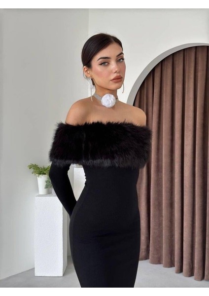 Bestia Straplez Tüy Detaylı Elbise