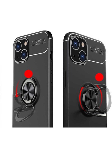 Apple iPhone 13 Mini Kılıf Yüzüklü ve Manyetik Araç Tutuculu Tpu Silikon