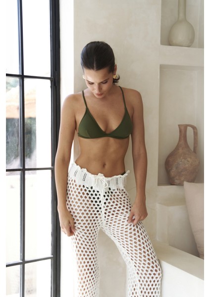 Texas Bağcıklı Ekru Ajur Pantolon