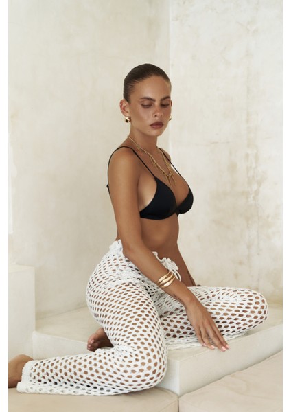 Texas Bağcıklı Beyaz Ajur Pantolon