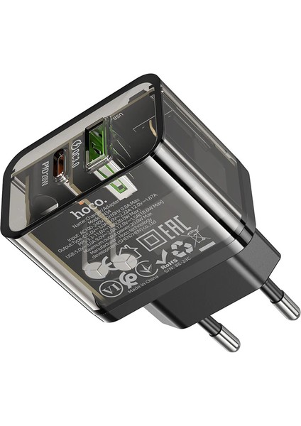 Hoco N34 PD20W+QC3.0 Usb+Type-C Giriş Hızlı Şarj Adaptörü BAŞLIĞI-(5775) - NTR6193-6340 fırsatları