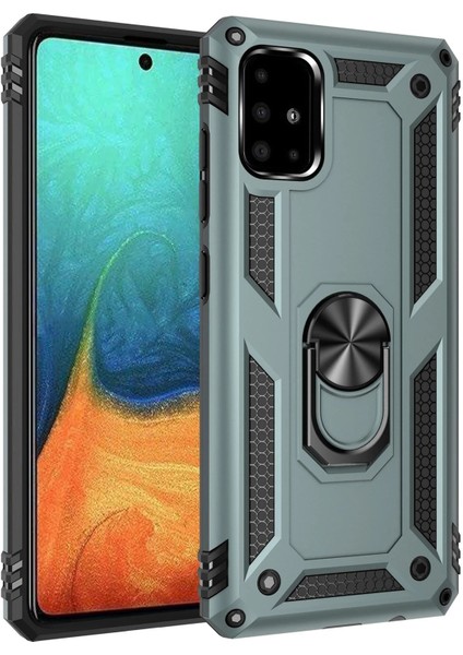 Samsung Galaxy A71 Kılıf Sofya Yüzüklü Silikon Kapak - Yeşil Svlrs