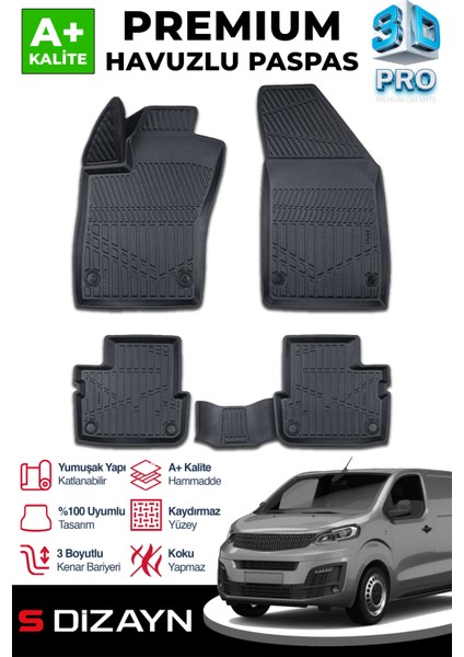 Fiat Scudo 3D Pro Havuzlu Paspas 2022 Üzeri A+ Kalite