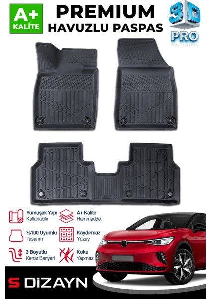 Vw Id5 3D Pro Havuzlu Paspas 2021 Üzeri A+ Kalite