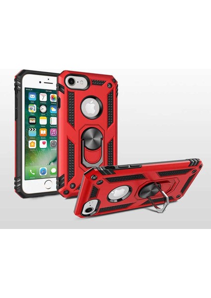Apple iPhone 7 - 8 - Se Kılıf Çift Katmanlı Polikarbon Koruma ve Manyetik Tutucu Stand Yüzük fiyatları