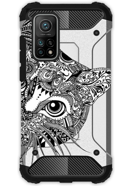 Xiaomi Mi 10T Pro 5g Kılıf Desenli Antishock Crash Kapak - Tekir Kedi Mandala