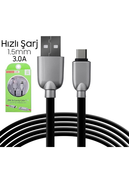 Ally USB Type-C Zinc Alloy Dayanıklı 3.0A 1.5mm USB KABLO-(5775) - NTR6535-9816 fiyatları