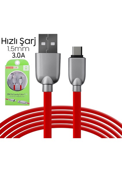 Ally USB Type-C Zinc Alloy Dayanıklı 3.0A 1.5mm USB KABLO-(5775) - NTR6535-9816 modelleri