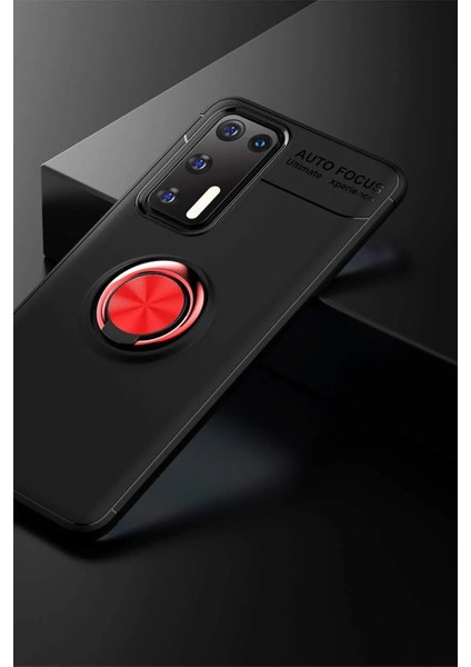 Huawei P40 Kılıf Range Yüzüklü Silikon - Siyah-Kırmızı Svlrs modelleri