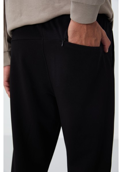 Siyah Bağcıklı Cepli Standart Kalıp Klasik Paça Erkek Eşofman Alt - 84682 indirimleri