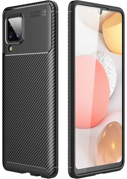 Samsung Galaxy A12 Kılıf Karbon Fiber Görünümlü Ultra Ince Carbon Case