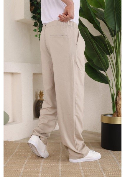 Erkek Beli Lastikli Pileli Baggy Pantolon