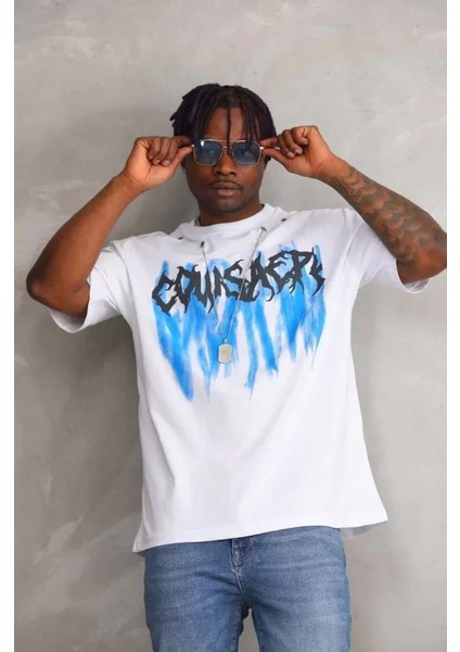 Unisex Oversize Kolye Dahil T-Shirt - Beyaz indirimleri