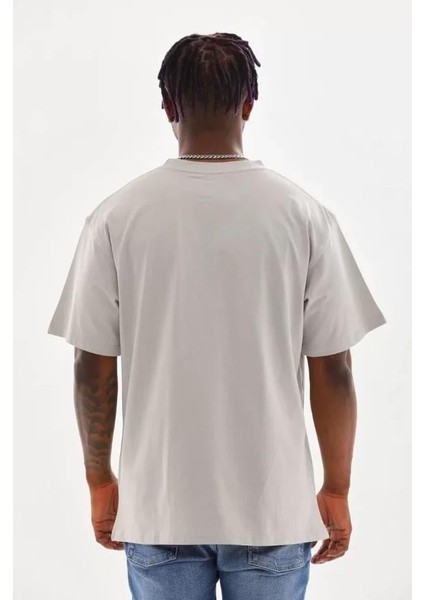 Unisex Baskılı Oversize T-Shirt - Gri modelleri