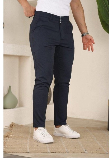 Erkek Casual Slim Fit Cord Desenli Kumaş Pantolon