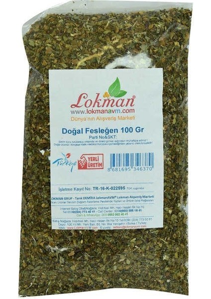 Fesleğen Elenmiş Tozu Alınmış Doğal 100 gr Paket