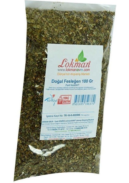 Fesleğen Elenmiş Tozu Alınmış Doğal 100 gr Paket
