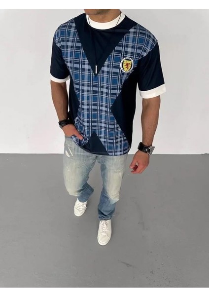 Unisex Bisiklet Yaka Baskılı Oversize T-Shirt - Siyah fiyatları
