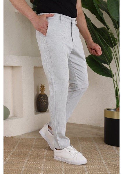 Erkek Casual Slim Fit Cord Desenli Kumaş Pantolon