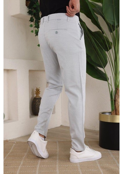 Erkek Casual Slim Fit Cord Desenli Kumaş Pantolon